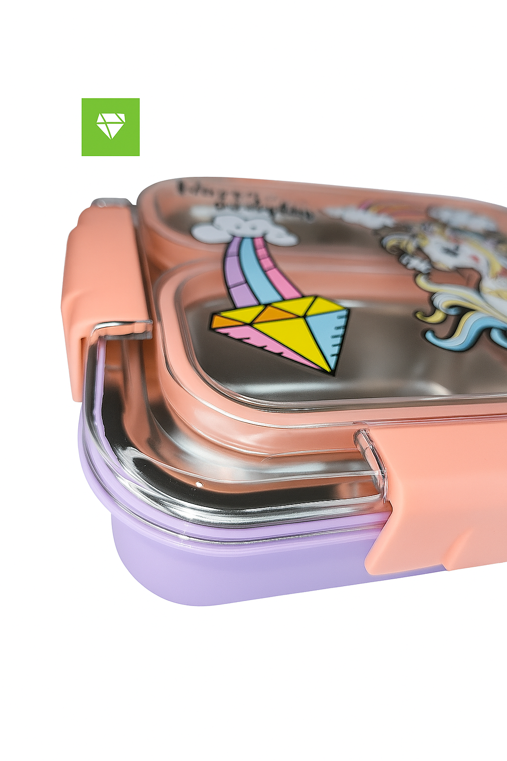 Unicorn Stainless Steel Lunch Box for Kids – 3 Compartment Bento Box | Leak-Proof, BPA-Free, Portable & Cute Design