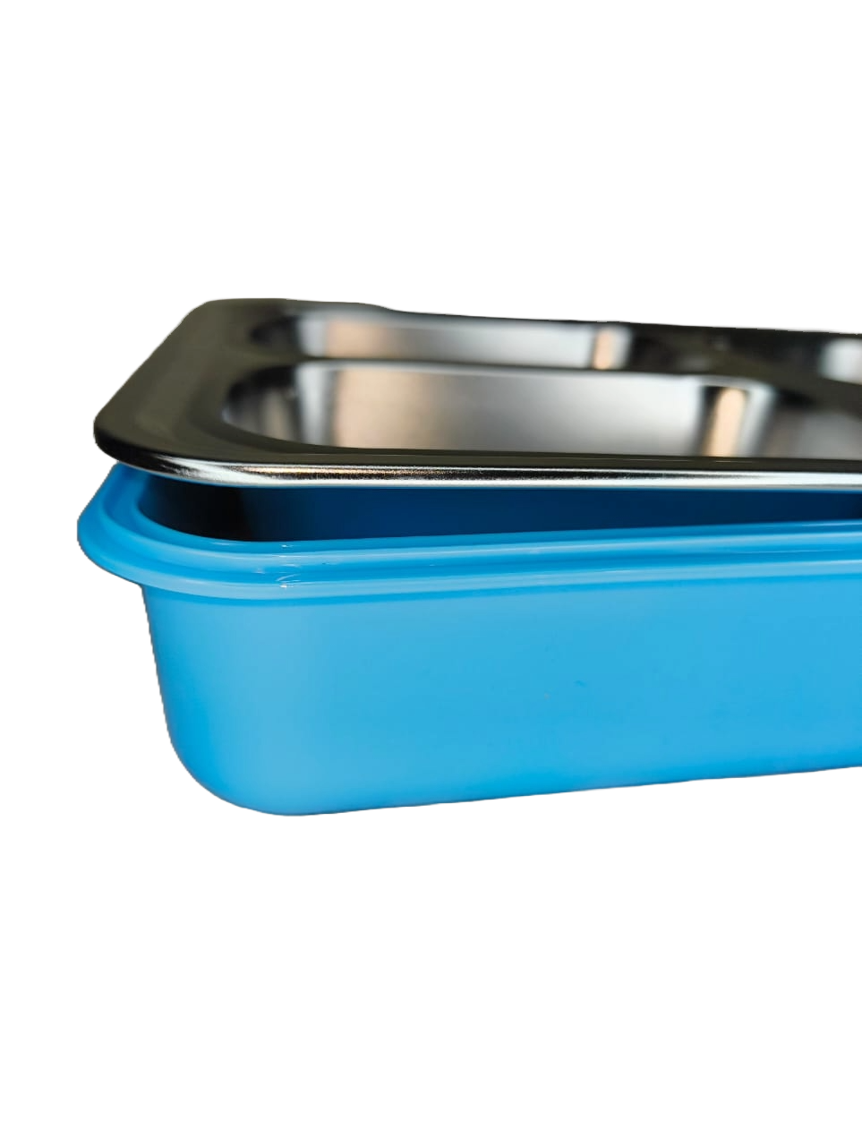 Stainless Steel Kids Lunch Box with 4 Compartments & Cartoon Dinosaur Design – Leakproof, BPA-Free, with Spoon & Fork Set (Blue)